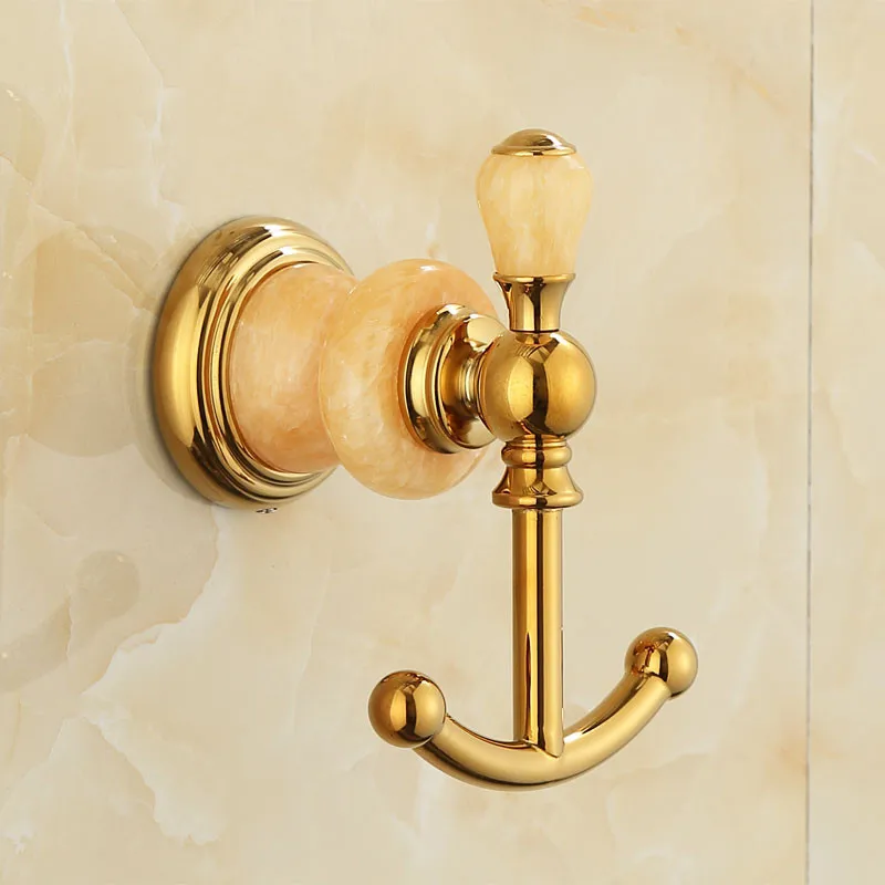 

Вешалка для одежды, настенная вешалка для ключей в ванную комнату, розовое золото, твердая латунь и нефрит