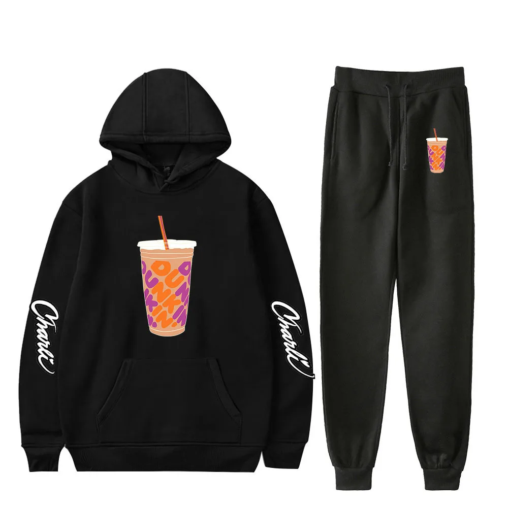

Ice Coffee Splash Sweatshirt Two Piece Set Hoodies + Jogger Pants Charli Damelio Merch men women sets plus size