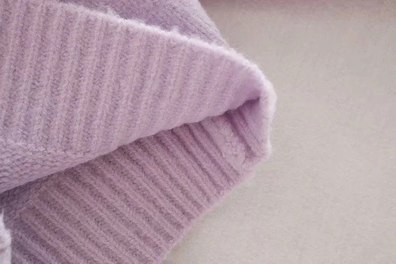 Женские вязаные свитера LUNDUNSHIJIA свободные фиолетового цвета с оборками и