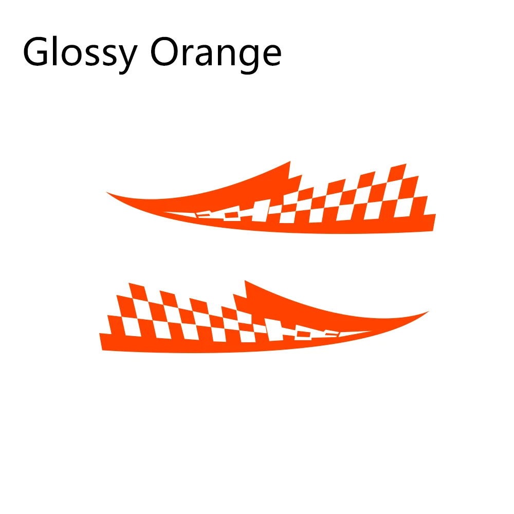 Glossy Orange 2 шт. 17x77 см наклейки на капот автомобиля виниловая пленка авто гоночный Спорт Стайлинг наклейки все модели автомобиля Тюнинг аксессуары - Название цвета: Glossy Orange