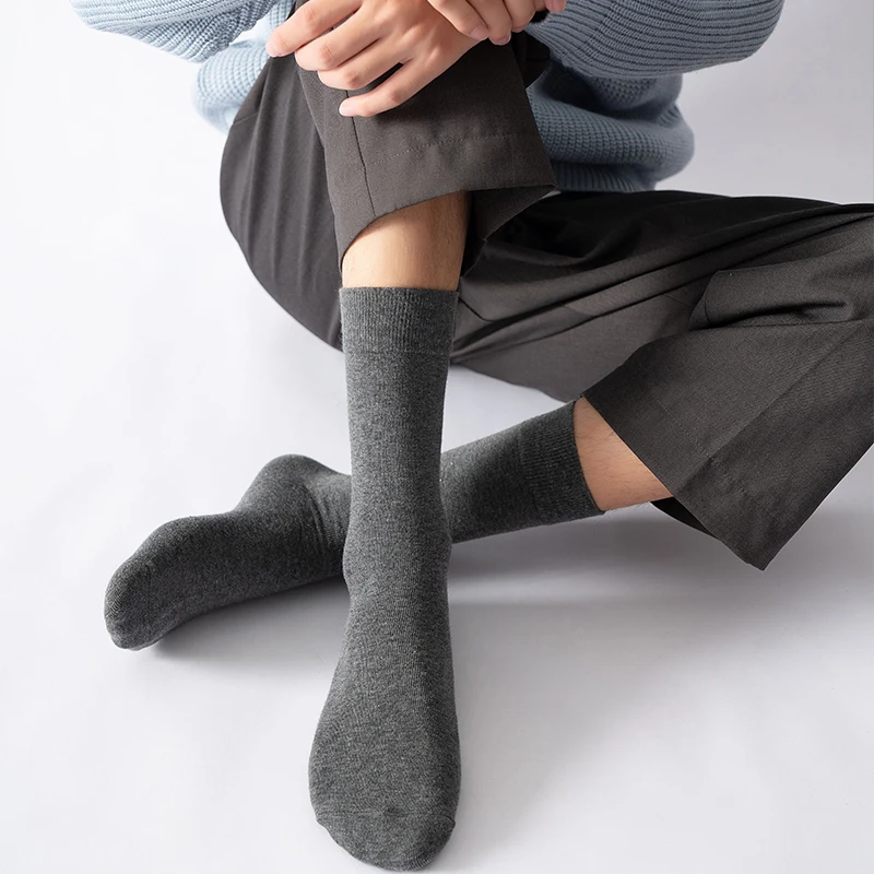 

Брендовые мужские хлопковые носки RZHBRO, однотонные деловые мужские носки, удобные летние зимние мужские носки, 1 пара