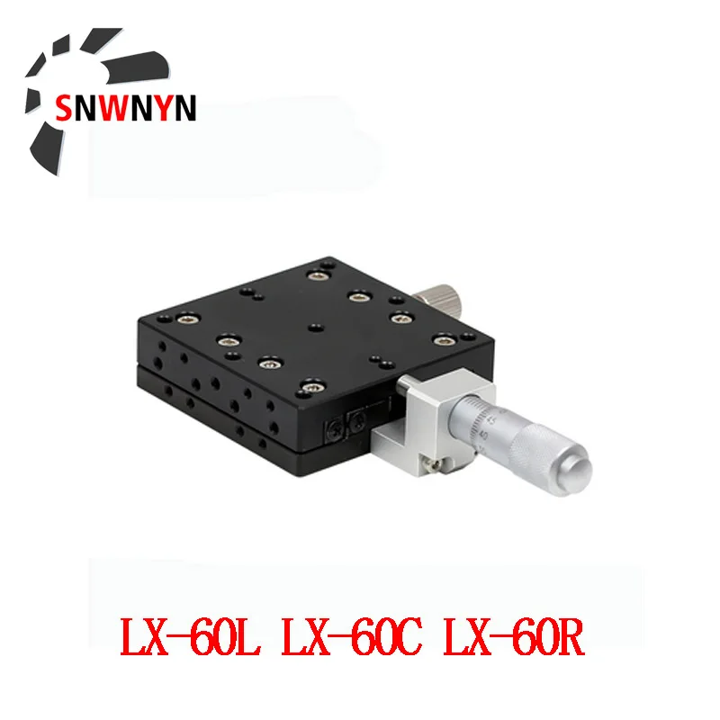 

X Axis 60mm High Precision Micrometer Sliding Stage Mini Platform Manual Displacement Slid Table LX60-C LX60-L LX60-R Cross Rail