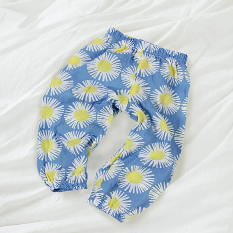 Брюки для маленьких девочек и мальчиков летние штаны с широкими штанинами