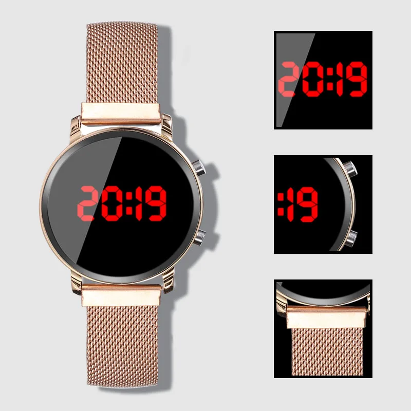 New LED Watch Women Watches Stainless Steel Female Watch Electronic Clock Men Digital Watches Wristwatch Mens Relogio Feminino