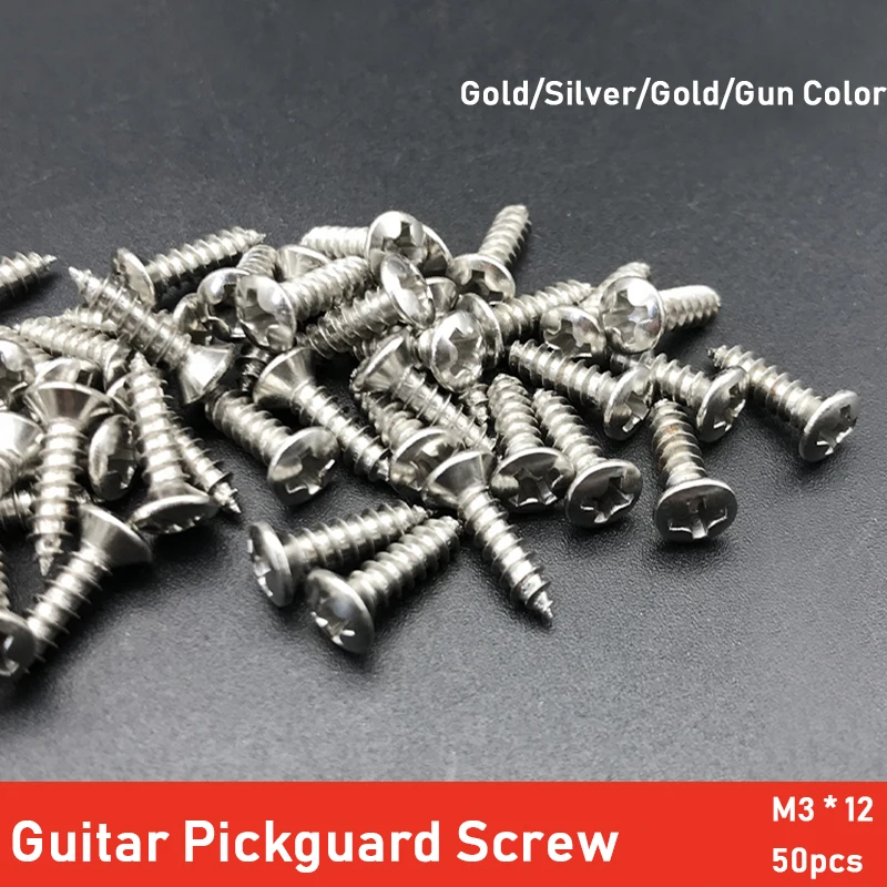 50 stücke 312mm gitarre bass schlagbrett montage schrauben für st tl lp sg elektrische guitarra goldschwarzsilbergun farbe free global s