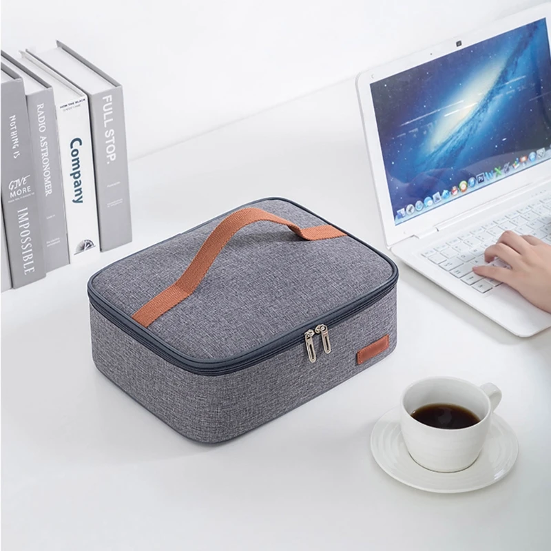 

T8WE Insulated Lunch Box Bag with Handle Double Zipper Mini Cooler Thermal Meal Tote