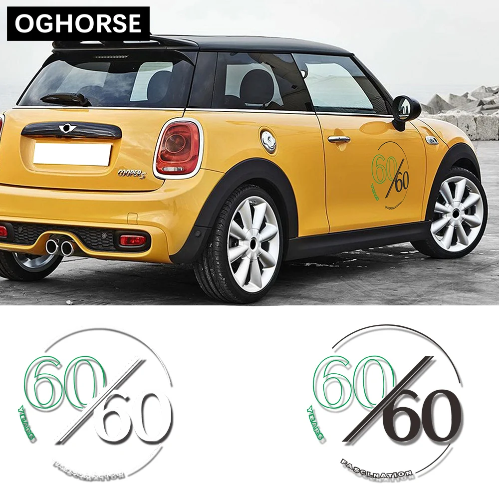 2 шт. 60-летняя Графика Наклейка на дверь боковая наклейка для MINI Cooper R50 R52 R53 R55 R56 R57