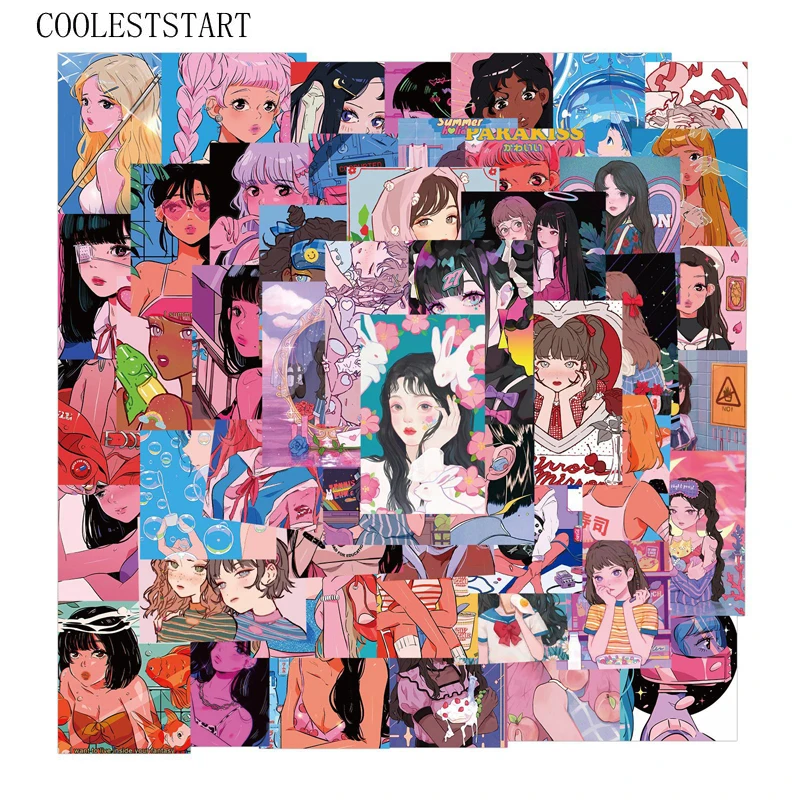 Винтажные Розовые наклейки с иллюстрациями комиксов для девочек 10/50 шт./компл.