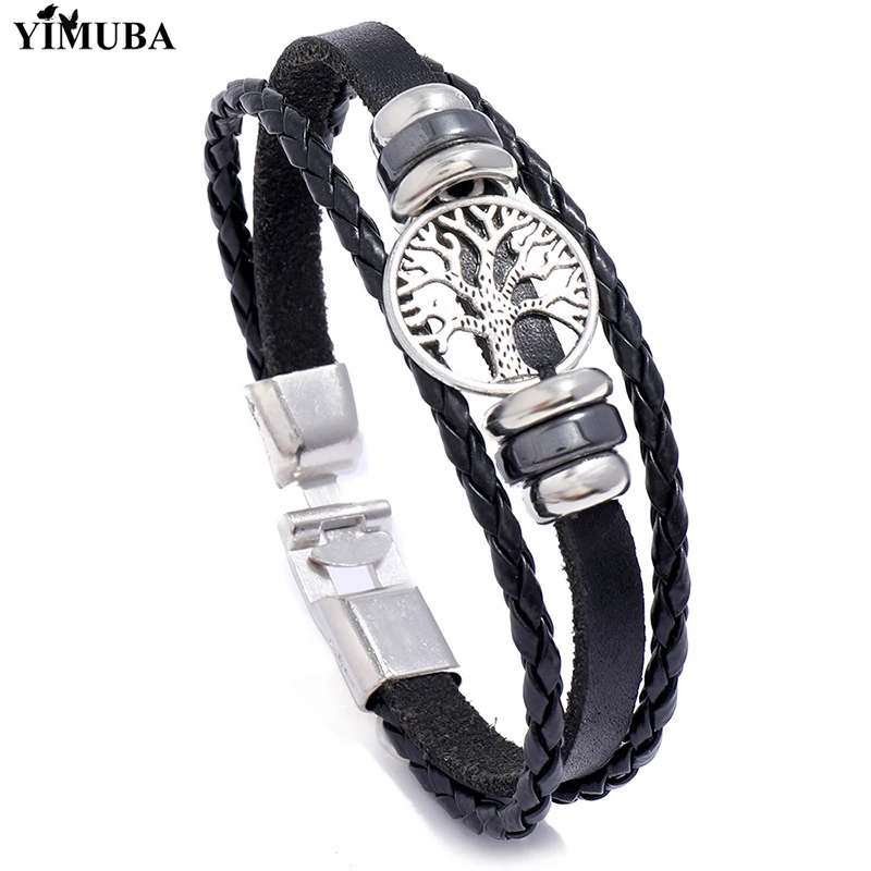 Классический тибетский серебристый цвет Древо жизни Мужские браслеты