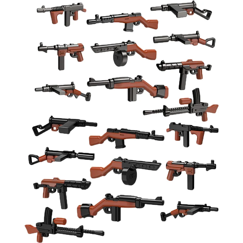

WW2 Military Guns Building Blocks Soviet German US British Army Soldiers Two-color Printing Weapons Accessories Bricks Toys C313