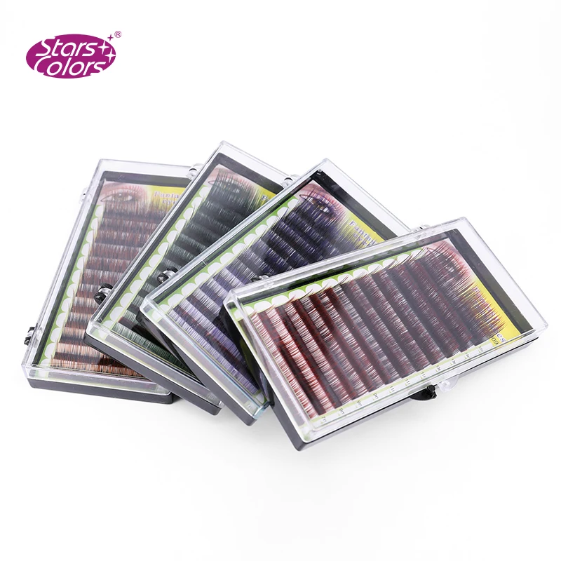 Смешанный Размер 7 15 мм шелковые цветные ресницы для наращивания накладные 0 10 C Curl