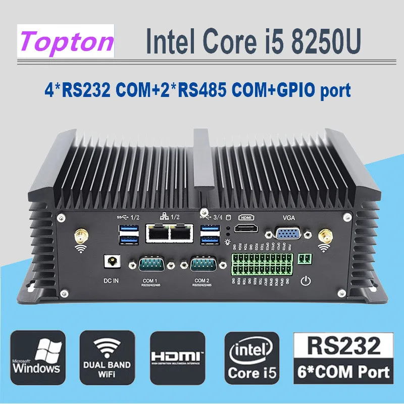 Topton промышленный мини настольный компьютер i7 8550U i5 8250U четырехъядерный 2 * DDR4 COM