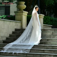 youlapan v23 luxury cathedral wedding veil pearl veils bride veils with feather edge veil for bride glitter 3m3m pearl veil