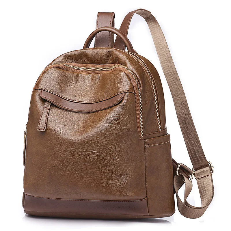 

2021 spring Korean Lady Backpack Female Fashion Casual Soft PU Leather Shoulder Bag women backpack