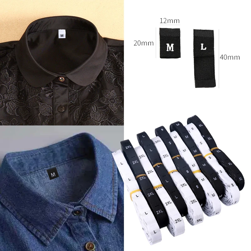 

500Pcs/Lot Rolled Damask Number Xs S M L Xl Clothing Labels For Child Age Tags Height Size Woven For Garment
