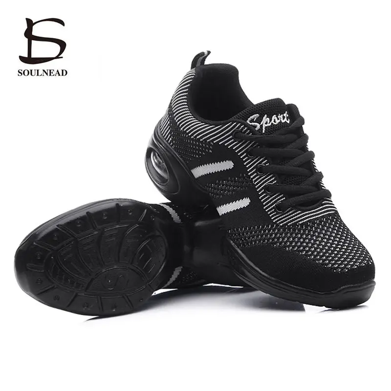 Jazz Sneakers Women Dance Shoes Ballroom Red Black Low Heel Mesh Casual Sports Shoe Ladies Girls Modern Dancing Sneaker