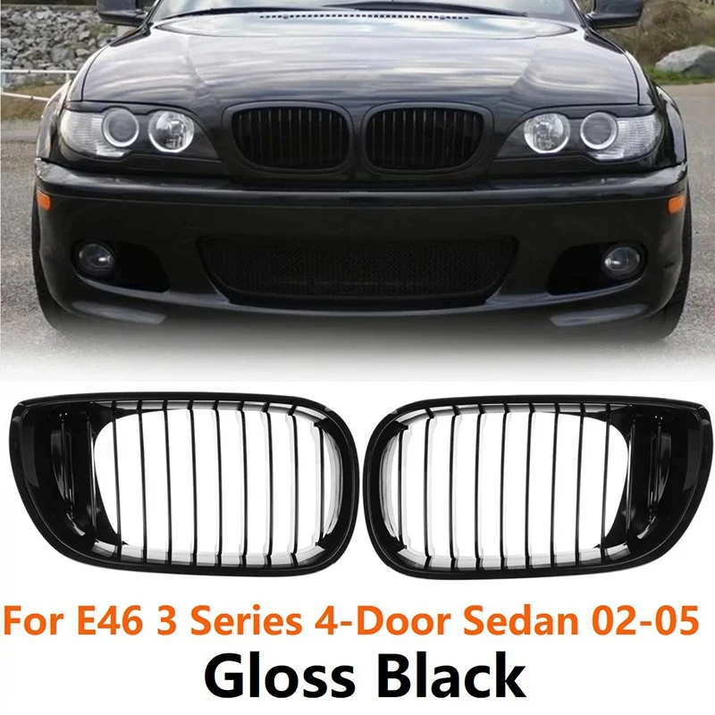 Gloss Black Front Hood Kidney Grill for -BMW E46 3 Series 2002-2005 4D Sedan 318I 320I 323I 328I Front Bumper Grille