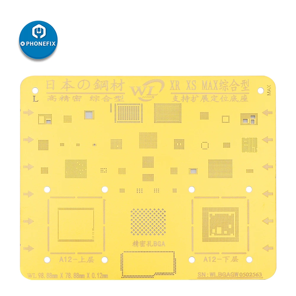 

WL A8 A9 A10 A11 A12 A13 A14 BGA Reballing Gold Stencil Plant Tin Mesh For iPhone 13Promax/13/12Promax/12Pro/11Promax/11Pro