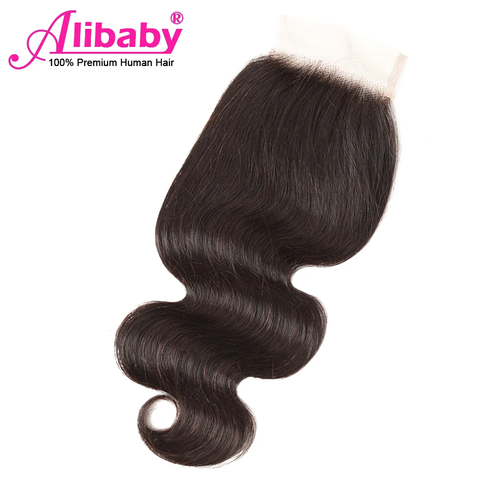 Alibaby перуанские человеческие волосы закрывающие волнистые не Реми 4 ×