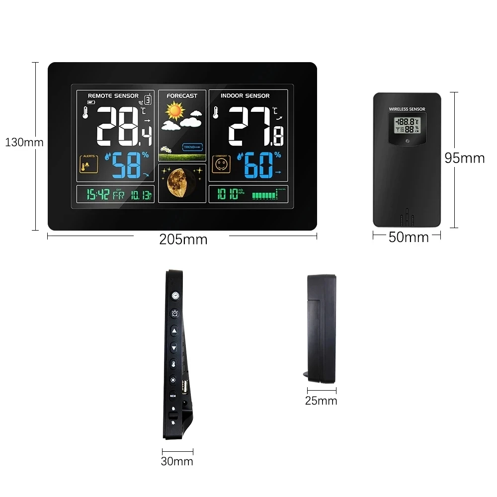 Digital Display wireless weather station Forecast Clock indoor/outdoor sensor Thermometer hygrometer Radio Control Time | Инструменты