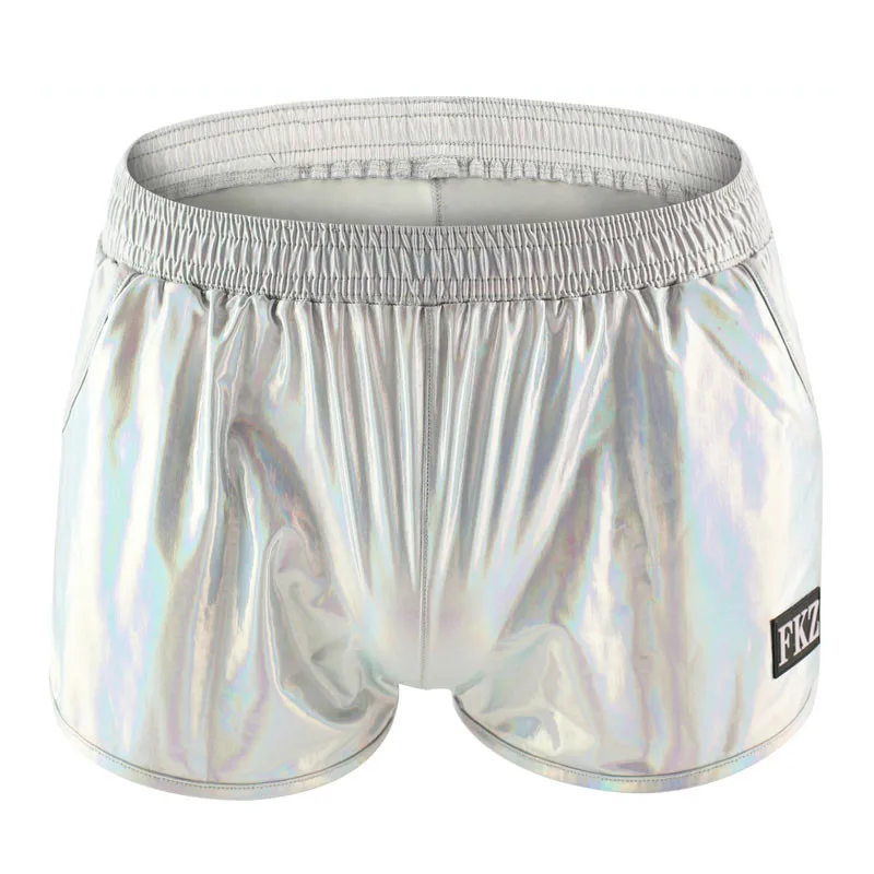 Boxers Underwear Nylon Sexy Men PU Faux Leather Underwear Boxers Shorts Sheathy Cool Male Gay Underwear Boxers Trunks