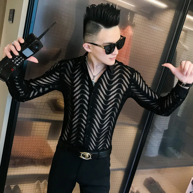 Рубашка Camisa hombre, простроченная полосатая рубашка, прозрачная рубашка для мужчин, Chemise Homme Marque, роскошная летняя рубашка с короткими рукавами