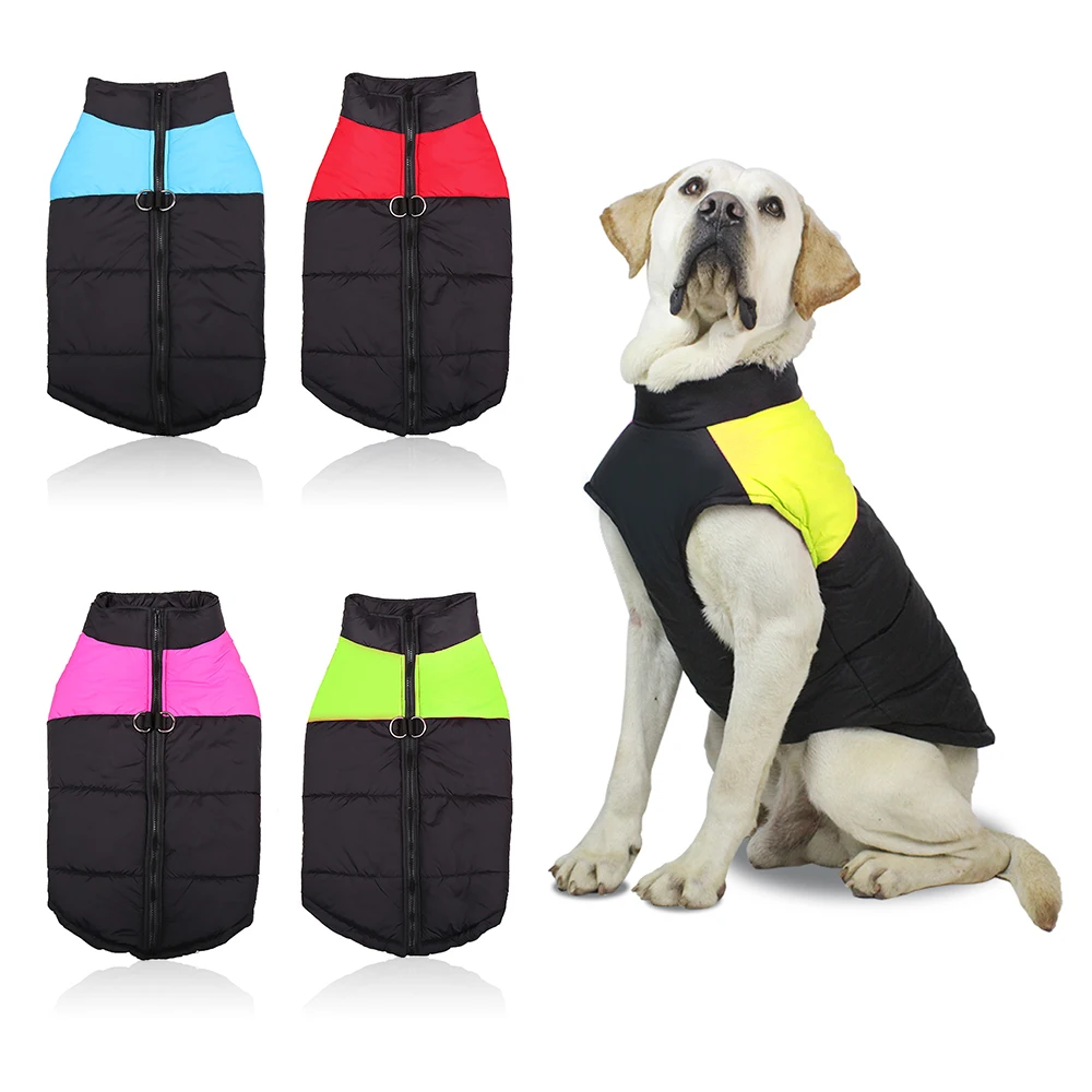 S-5XL водонепроницаемые Большие куртки для собак Зимняя Теплая Одежда животных