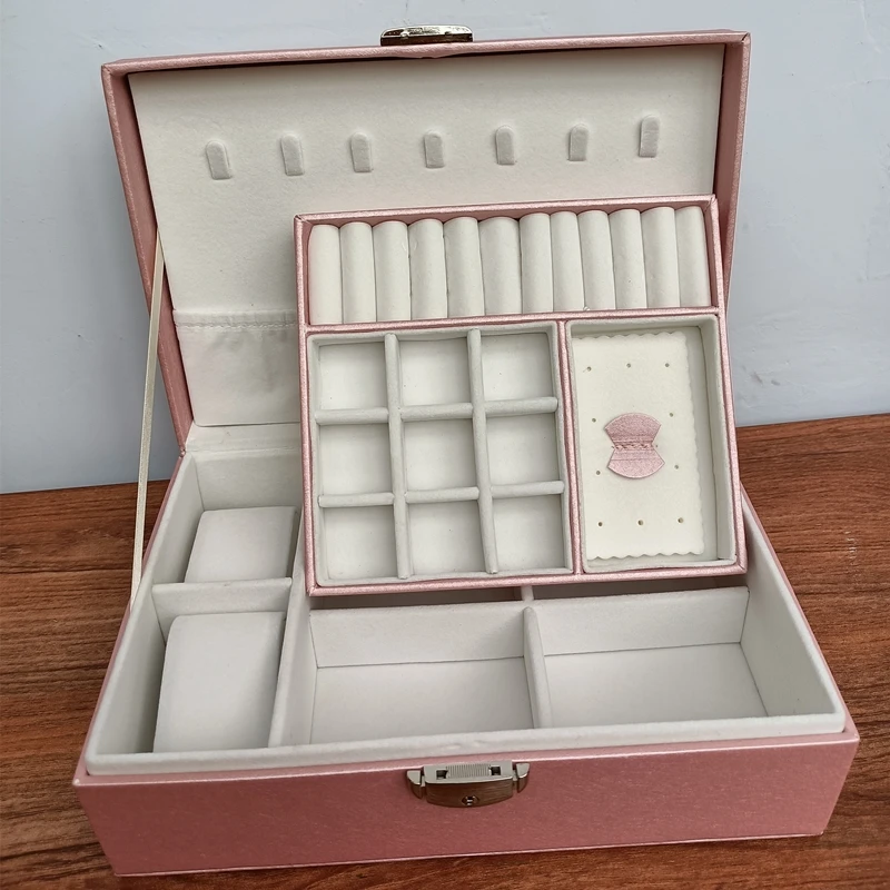 2022 New Fashion Double-Layer Leather Jewelry Box High Quality Pu Hot Selling