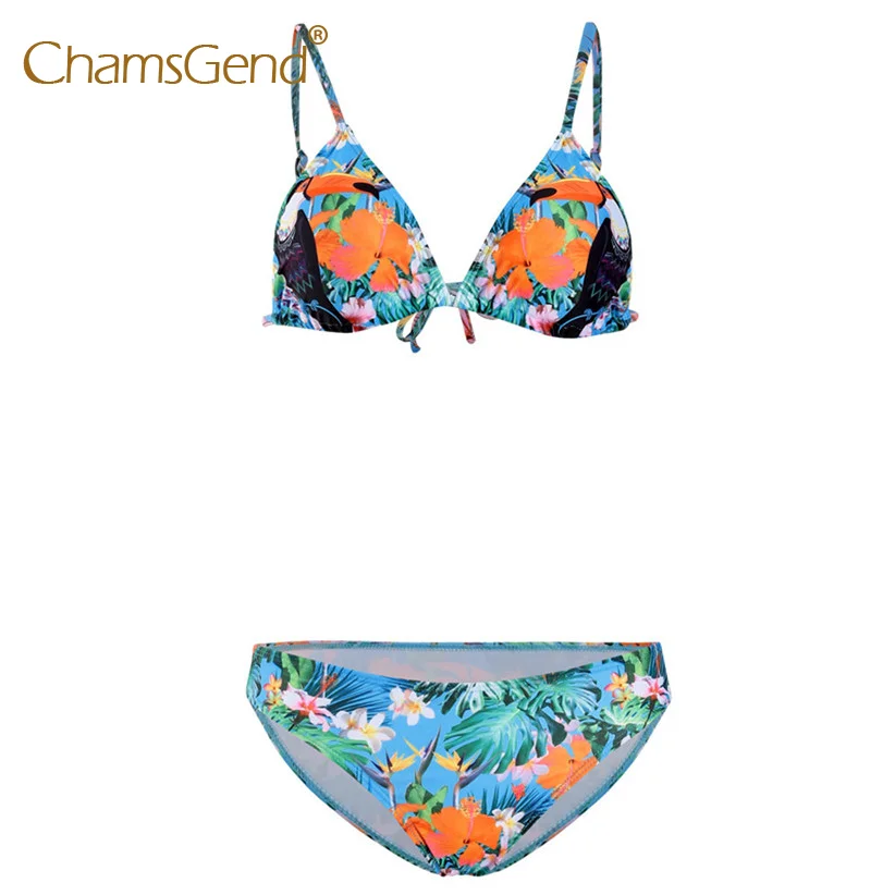 Женский сексуальный Бразильский бикини набор фэнтези цветочный принт пуш-ап