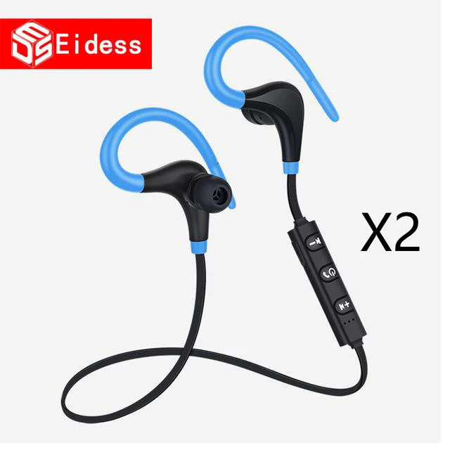 Bluetooth наушники-вкладыши беспроводные наушники IPX5 водонепроницаемые наушники Спорт бас гарнитура с микрофоном для iPhon xiaomi phone - Цвет: Blue X 2