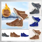 Осенне-зимние новые женские сапоги с леопардовым принтом, легкие, удобные, Нескользящие ботинки, боковая молния, бархатная обувь