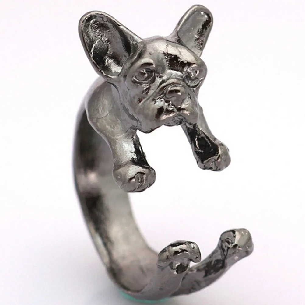 

1 Piece Retro Animal Handmade French Bulldog Ring Ring Fashion Antique Vintage Adjustable Rings For Women