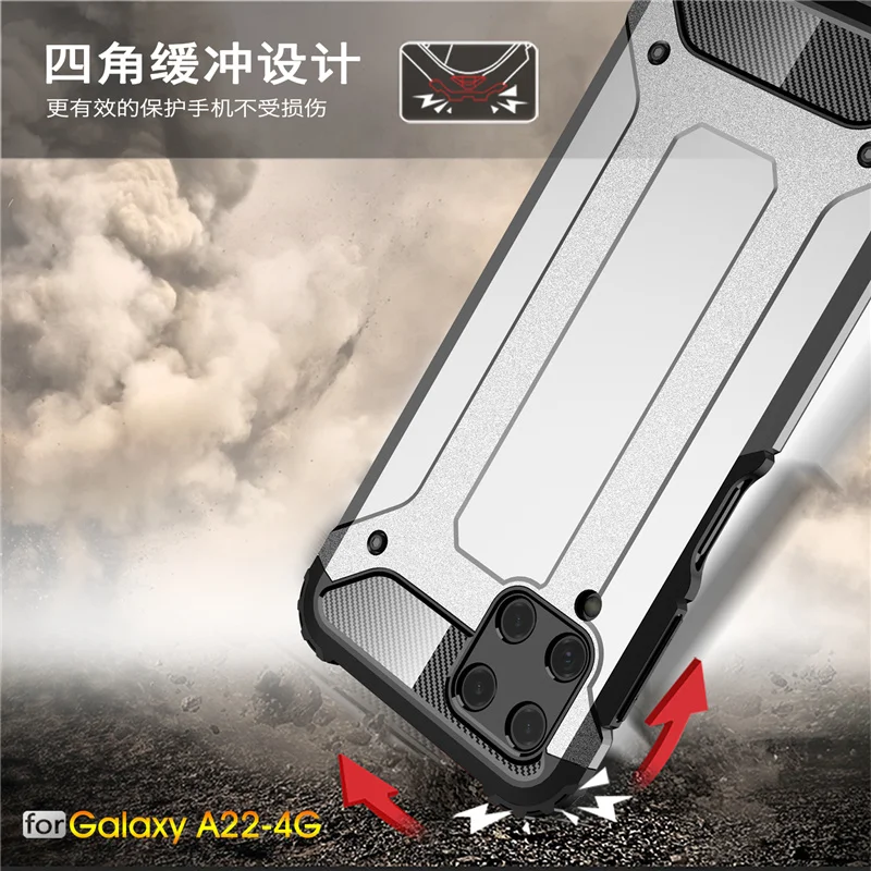 For Samsung Galaxy A22 Case Bumper PC Shockproof Hard Armor Case For Samsung A22 Cover For Samsung A02S A52 A72 A22 A 22 Fundas