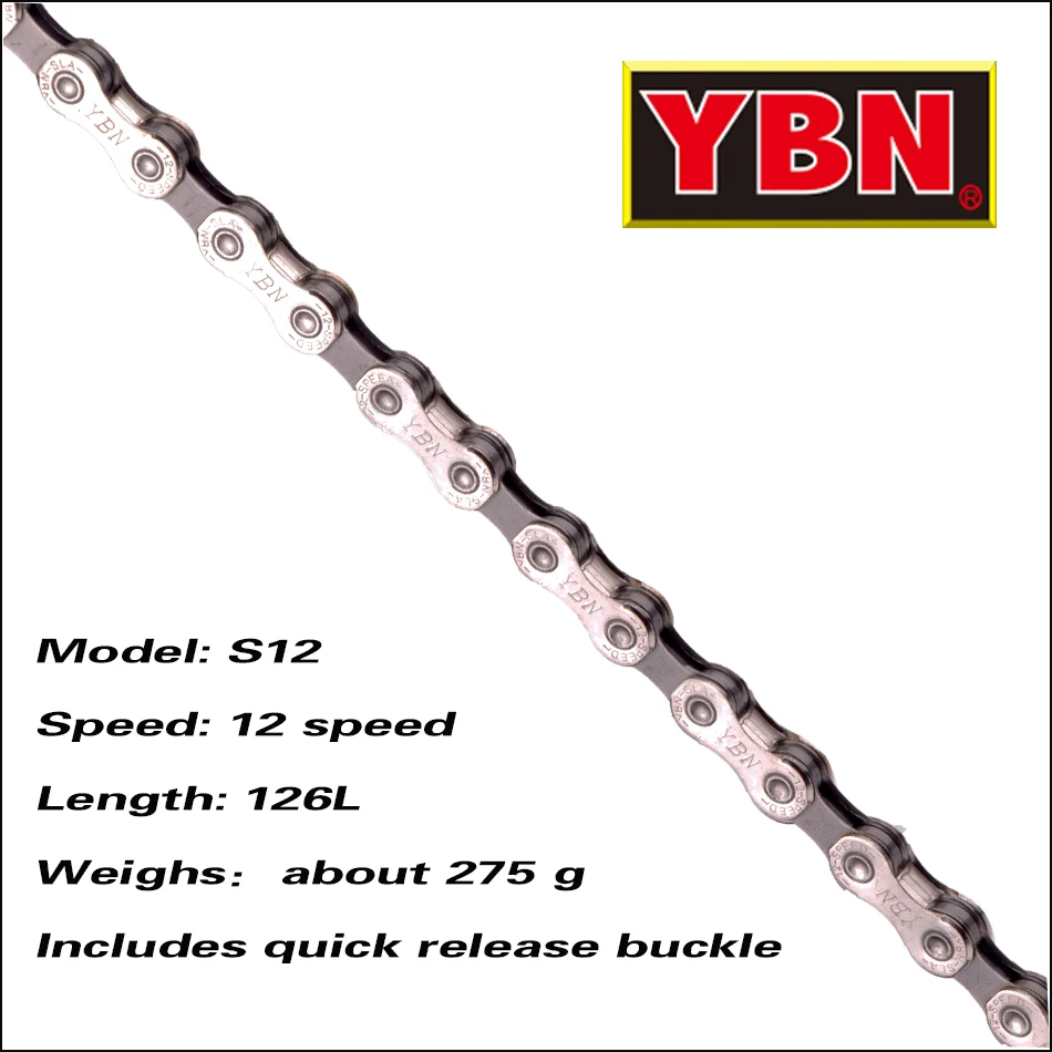 12S silver 126L YBN X12L x10 x10sl x9sl x11sl велосипедная цепь 9 10 11s Золотой горный шоссейный велосипед sram SHIMANO 116 Длина велосипедная цепь - Цвет: 12S silver 126L
