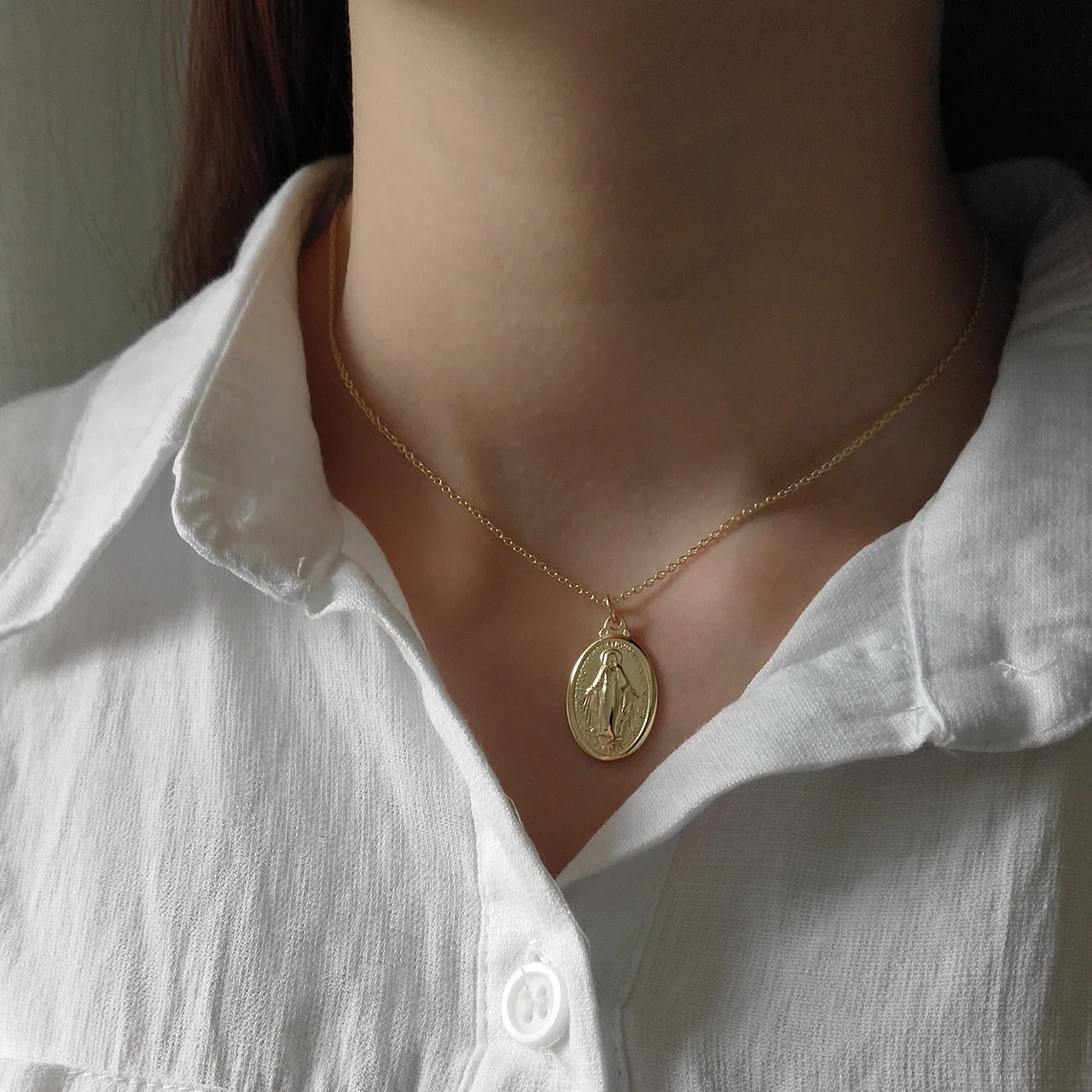 European and American Explosive Cross Religious Accessories Virgin Mary Pendant Copper Necklace | Украшения и аксессуары