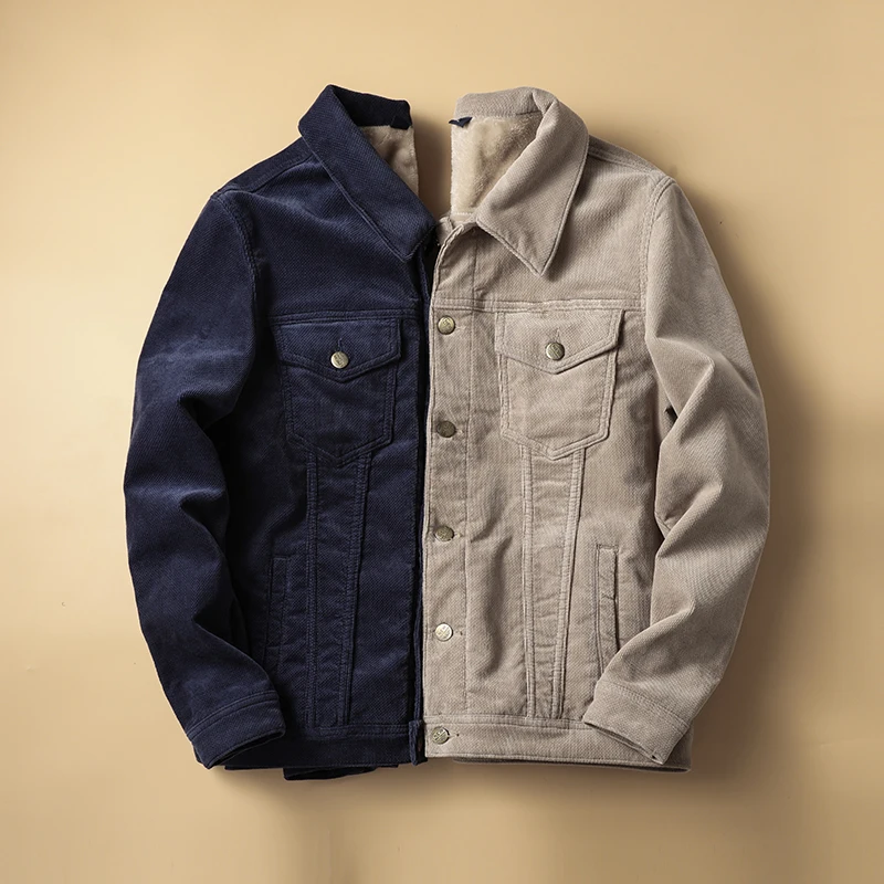 Куртка мужская Вельветовая утепленная Повседневная теплая куртка-бомбер