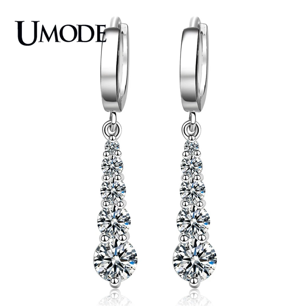 Женские серьги подвески с фианитами UMODE новые модные ювелирные изделия