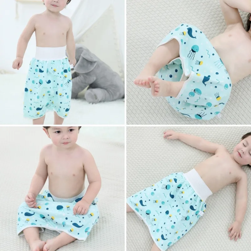 Удобные многоразовые подгузники для взрослых детей Шорты юбки 2 в 1 Штаны