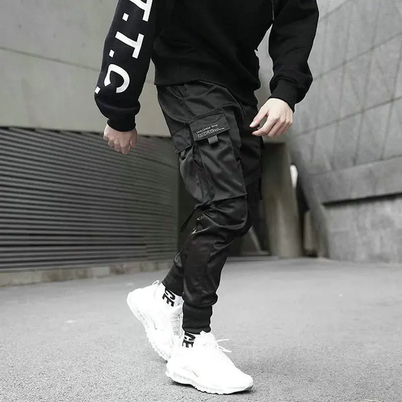 

Dropshipping 2021 Hip Hop Boy Multi-pocket Harem Pants Men Streetwear Punk Casual Trousers Joggers Male Ankle-length Mens Pants