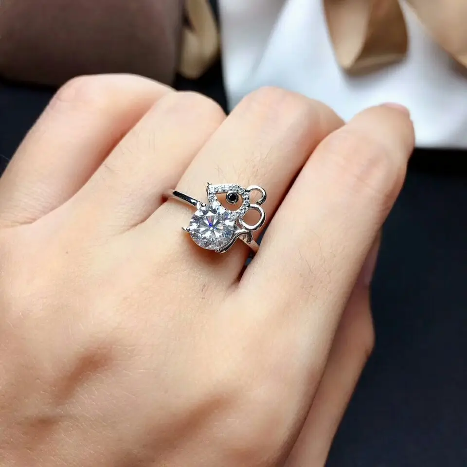 MeiBaPJ 1 Carat D Color Real Moissanite Mouse Jewelry Set 925 Solid Silver Necklace Earrings Ring Wedding for Women | Украшения и