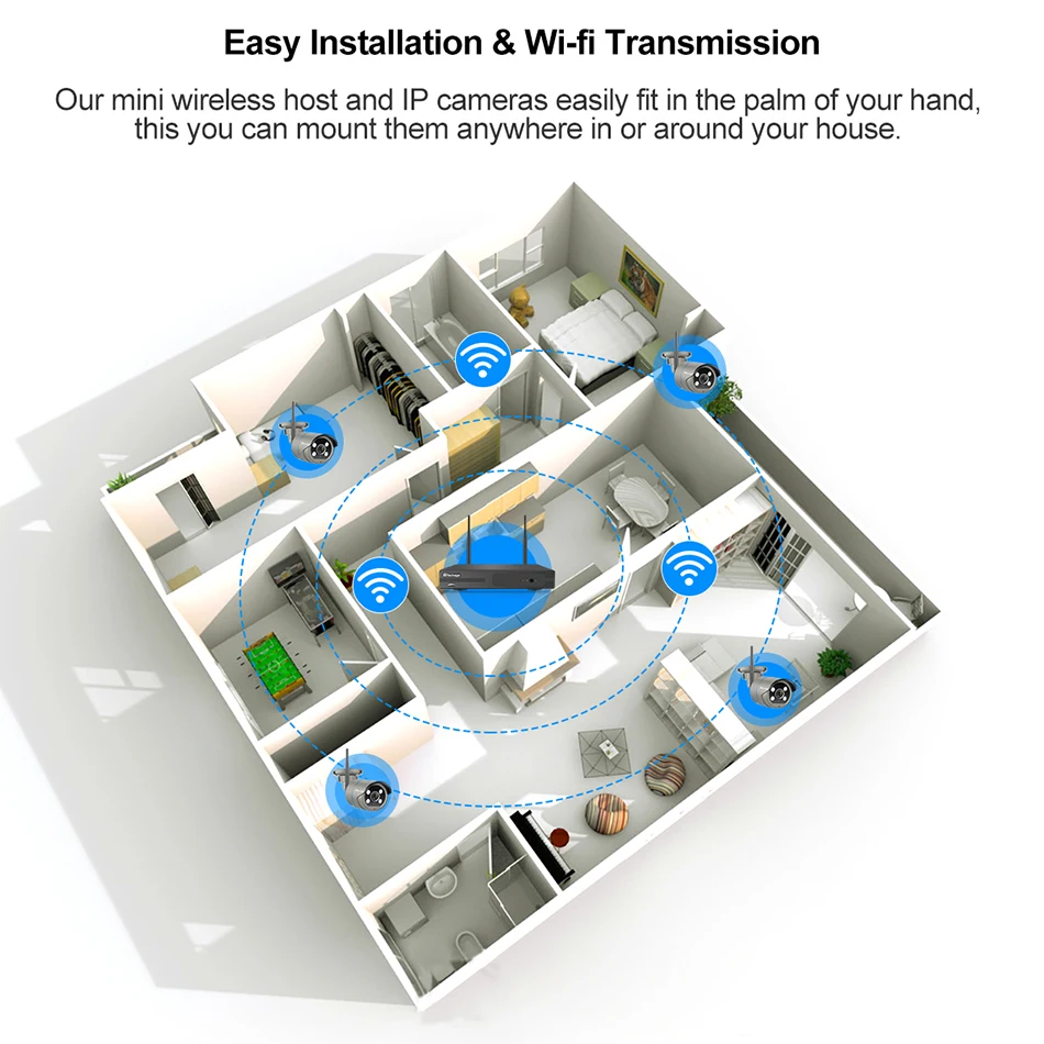 Беспроводная камера видеонаблюдения Techage 8 каналов 1080P 4 светодисветодиодный 2 МП