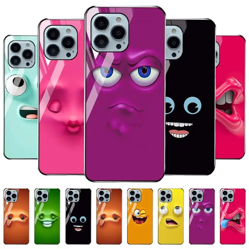 

For iPhone 13 Pro Max Case Funny Cute iPhone 12 11 Pro Max XR X XS Funda 13 12 MINI SE20 7 8 6S Plus Luxury Tempered Glass Cover