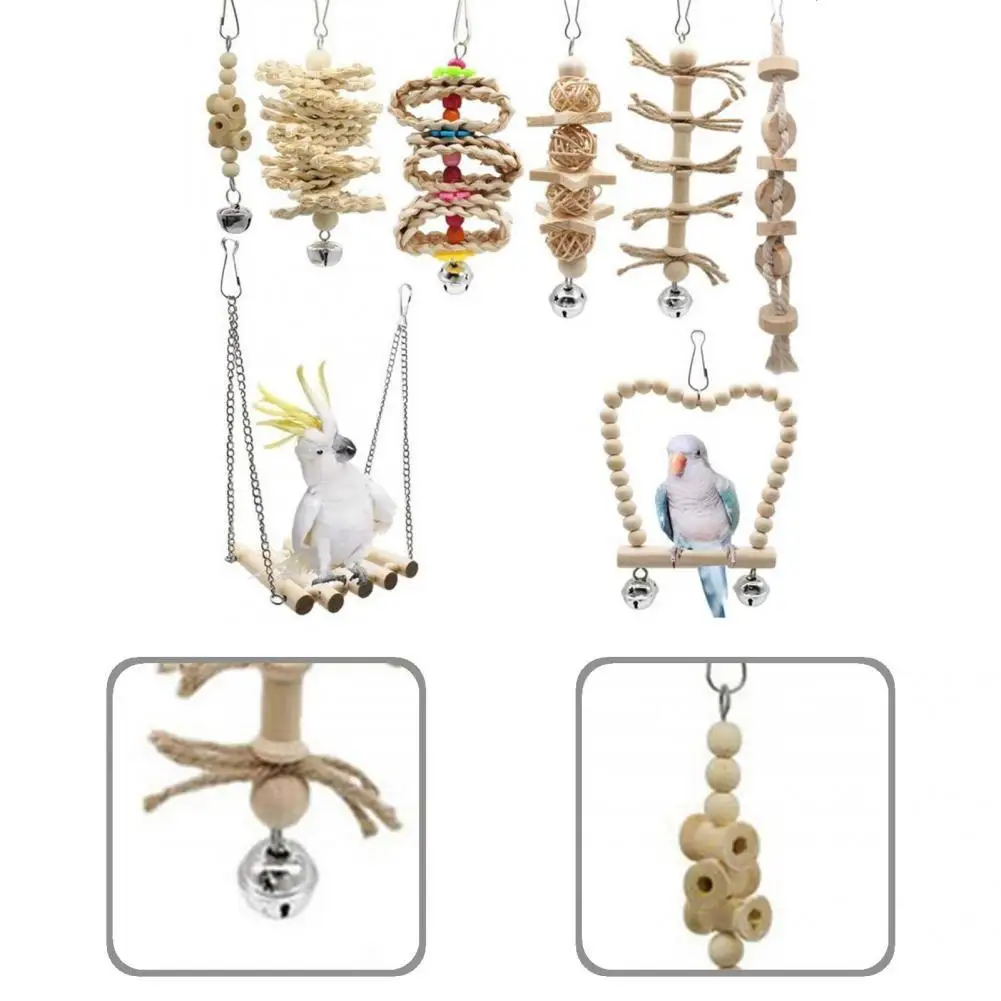 

Decorative 8Pcs/Set Practical Bird Parrot Swing Chewing Toy Set Creative Bird Chewing Toy Multi-purpose for Budgie