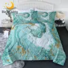 BlessLiving Marble Summer Blanket Chic Air-conditioning Comforter Mint Gold Glitter Turquoise Bedspread Abstract Thin Quilt King 1