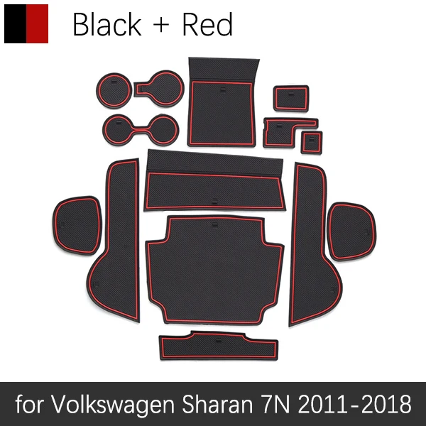 Противоскользящие резиновые чашки подушки двери паз коврик для Volkswagen VW Sharan 7N SEAT Alhambra MK2 2011~ аксессуары коврик для телефона - Название цвета: Красный