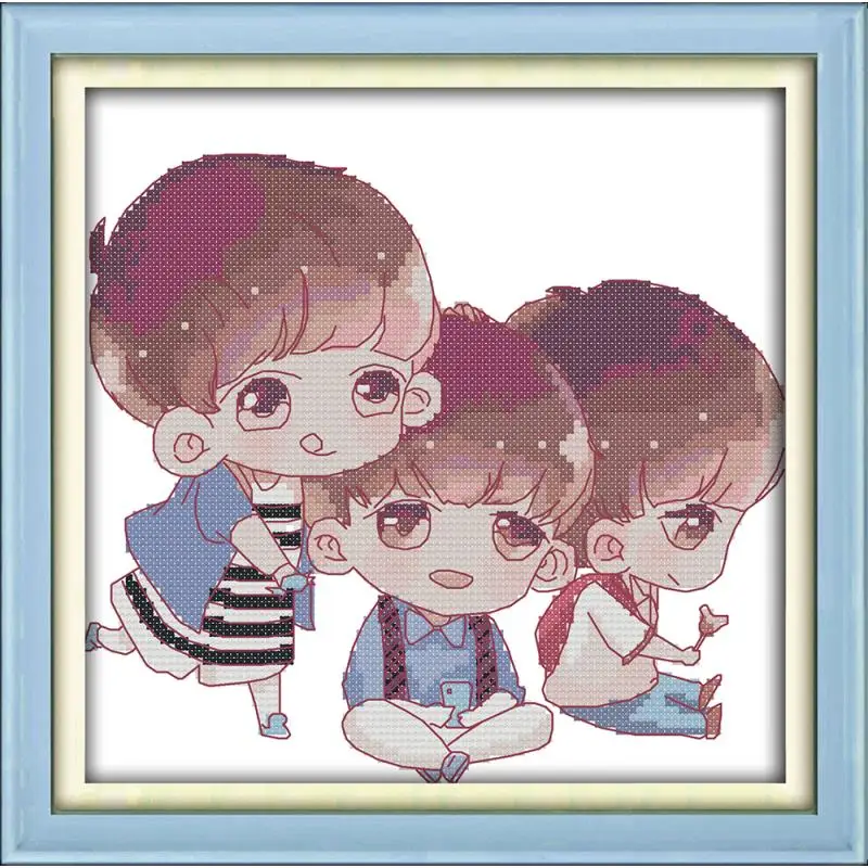 Картина для вышивки крестиком Joy Sunday Lovely Boys 14CT Набор DMC домашний декор