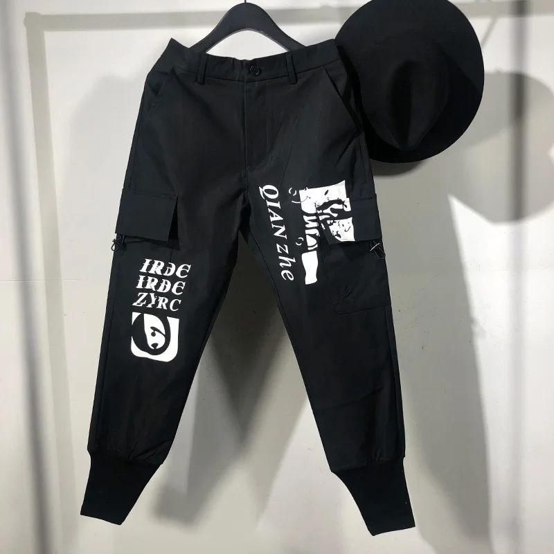 

Брюки-карго Seak мужские до щиколотки, повседневные спортивные штаны, уличная одежда в стиле хип-хоп, черные, осень