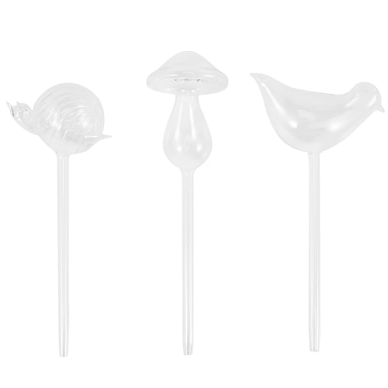 

3 Pack Plant Waterer Self Watering Globes,Bird Shape Hand Blown Transparent Mini Durable Clear Glass Aqua Bulbs