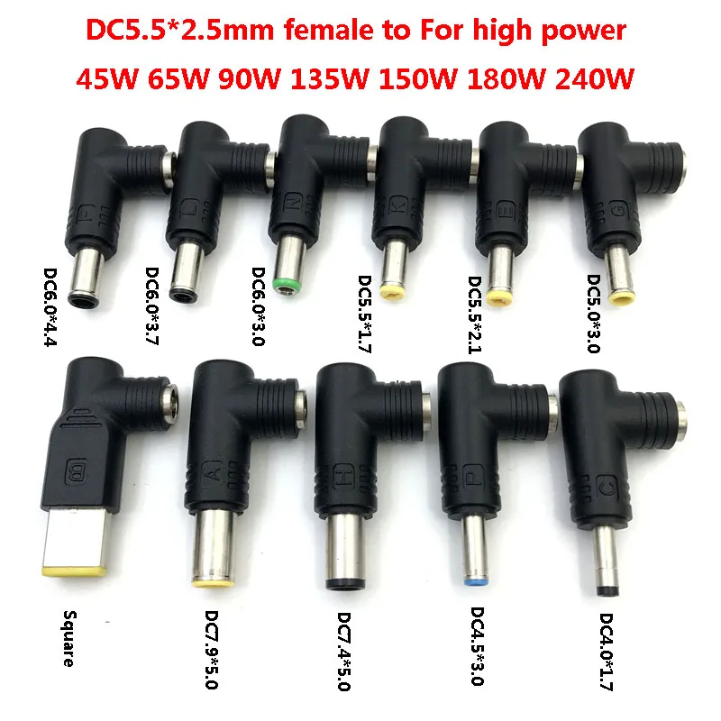 

Преобразователь постоянного тока 5,5*2,5 мм «мама» для подключения DC 9, 9*5,0/7,4*5,0/4,5*3,0 Для Lenovo HP ASUS, адаптер для ноутбука, угловой разъем