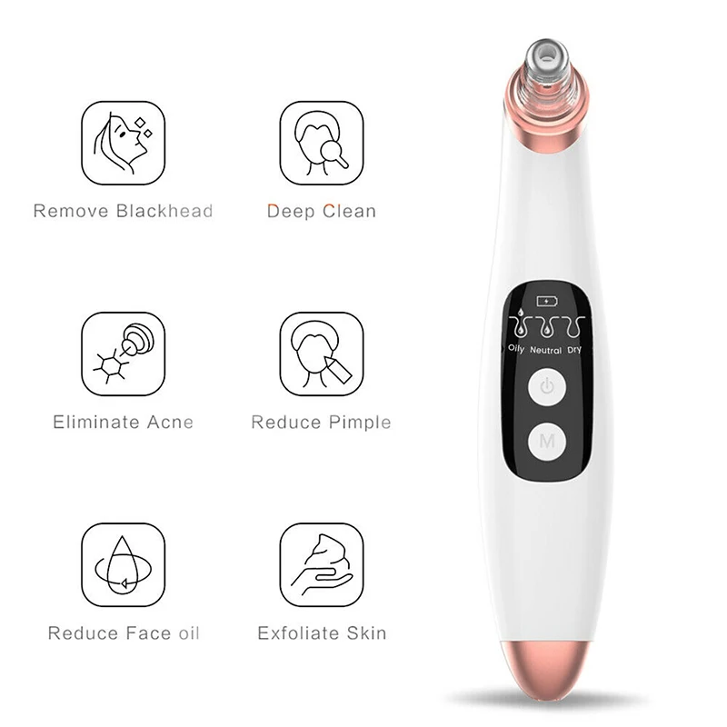 Electronic LCD Blackhead Remover Vacuum Suction Pore Cleaner 3 Modes 6 Suckers LDO99 | Красота и здоровье